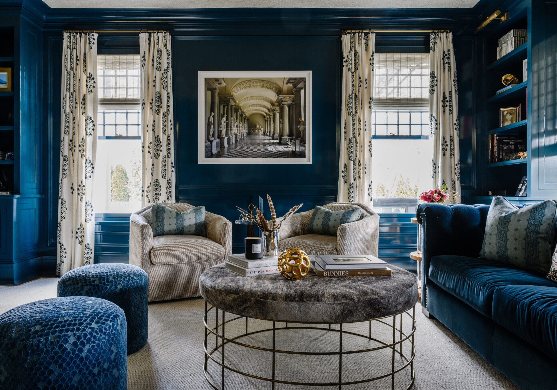 Moody blue livingroom